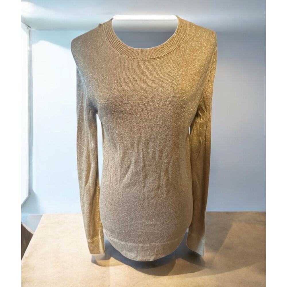 Silver Grey Pullover  Joe Fresh Crewneck Metallic Knit Sweater Blouse Sz M